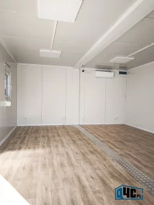 Podwójny kontener biurowy antracytowy - widok ze środka