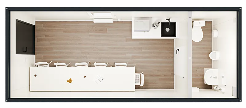 Sozialcontainer mit Toilette – Draufsicht Sozialcontainer mit Toilette – Draufsicht