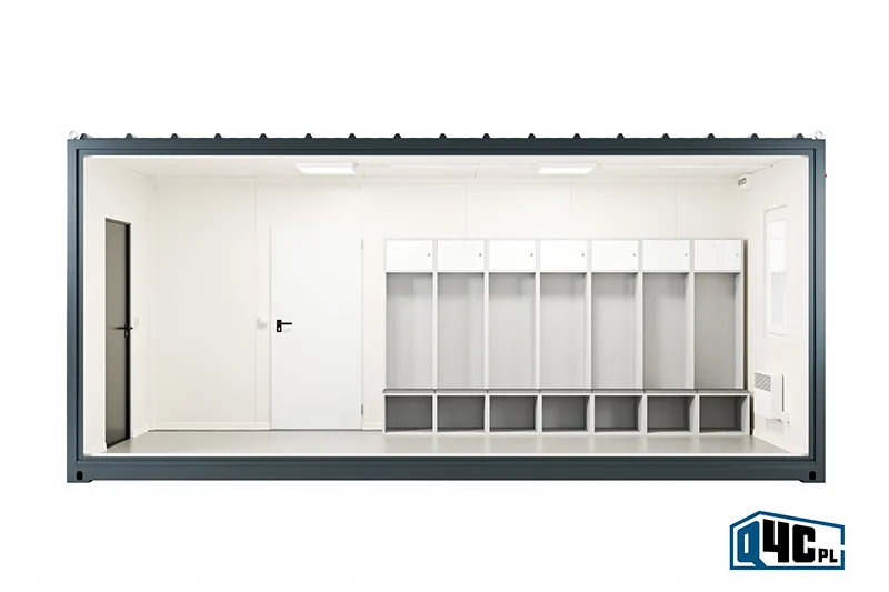 Szatnie kontenerowe z modułem dla personelu (KSZ 3.4) - widok z boku