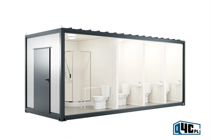 Kontener toaletowy - 7 osobnych kabin KTO7 - widok bez ściany