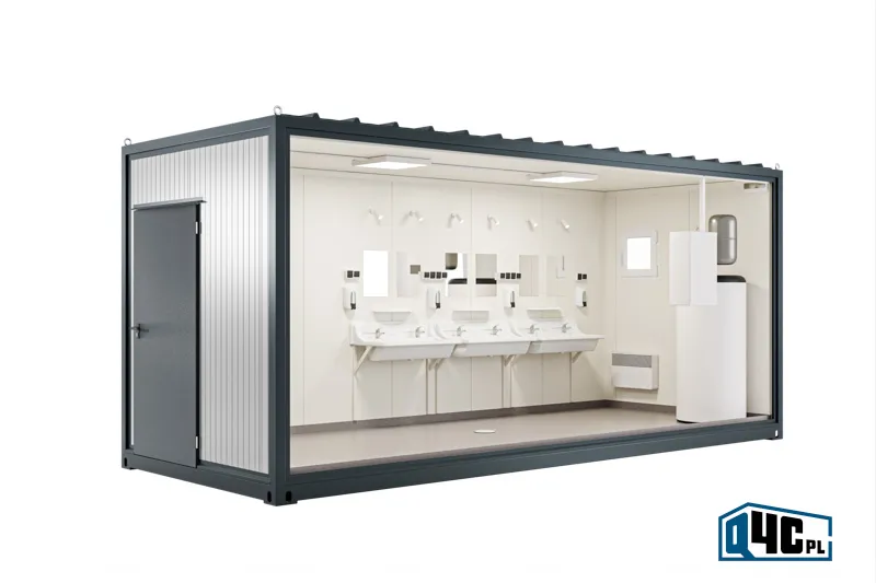 Kontener prysznicowy - prysznice współdzielone KPW5 - widok bez ściany