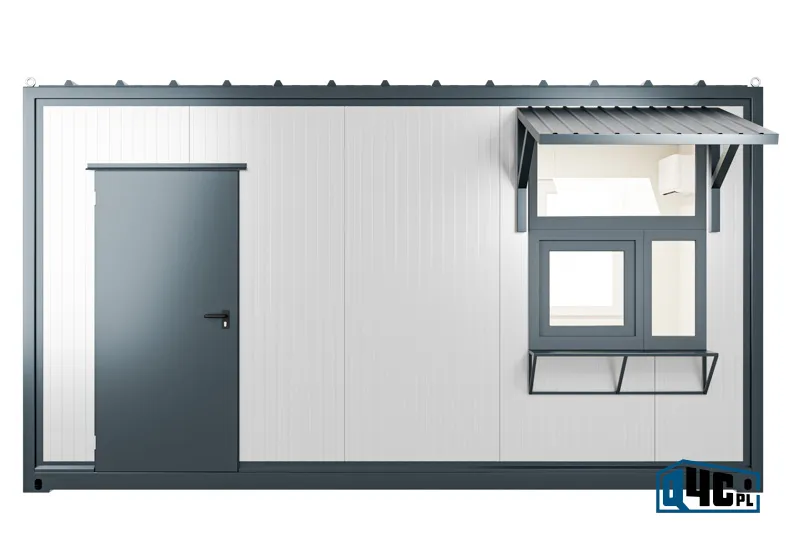 Stróżówka kontenerowa 5 x 3 m (KSTR 1.1.2) - widok z przodu